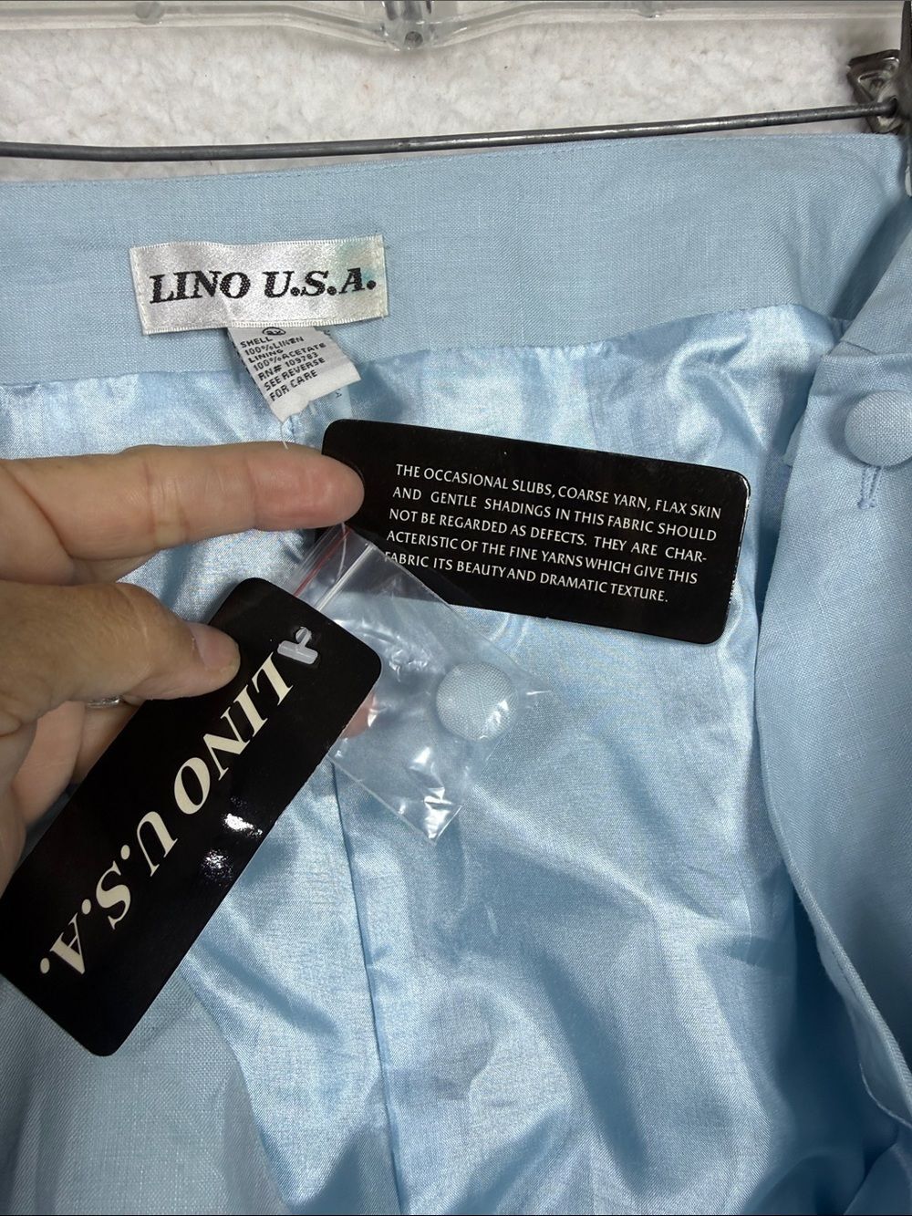(N5)NWT LINO USA, Vintage Maxi Skirt, A-Line,100% Linen,Size 2X,Light Blue Women - Picture 8 of 12